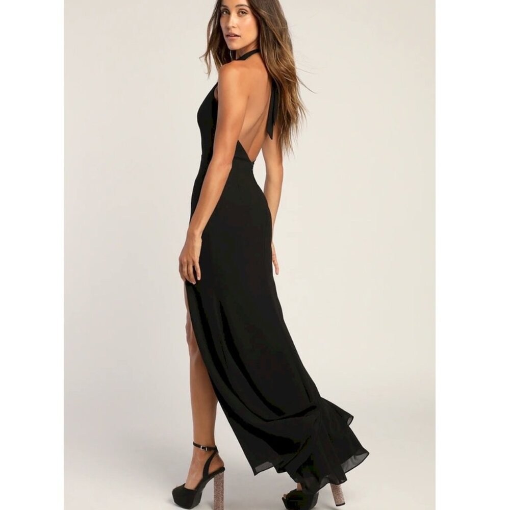Lulus' Captured Your Heart Black Halter Maxi Dress Size XS NWOT - Picture 5 of 7